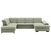 WOHNLANDSCHAFT Grün Webstoff  - Schwarz/Grün, Design, Textil/Metall (210/337/174cm) - Beldomo Style