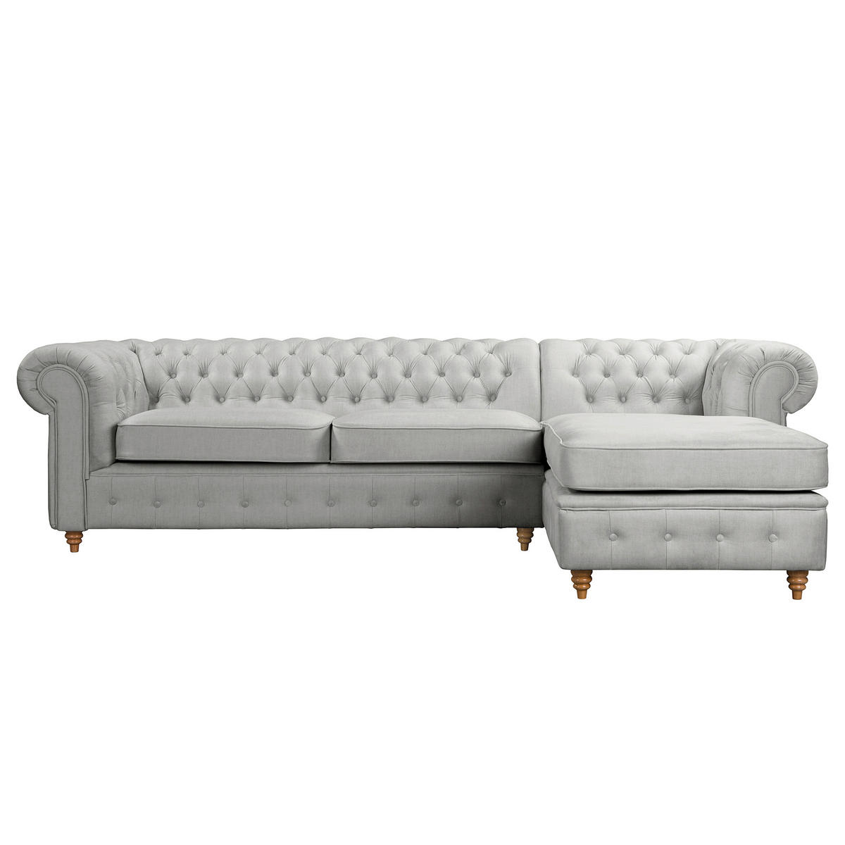 ECKSOFA Mikrofaser Hellgrau  - Creme/Hellgrau, Design, Holz/Textil (284/182cm) - P & B