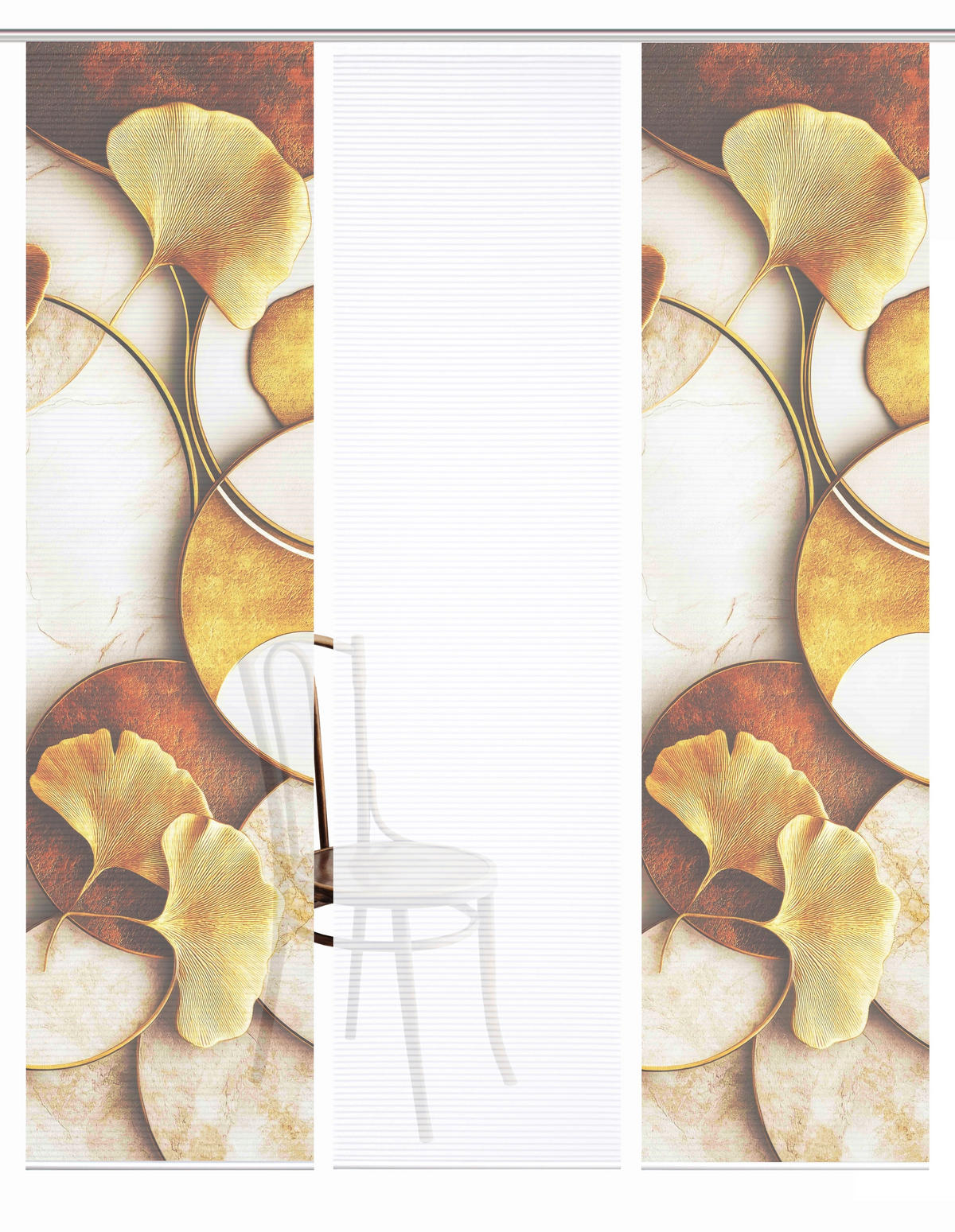 FLÄCHENVORHANG  3 Stück  blickdicht  60/245 cm   - Cognac/Goldfarben, Natur, Textil (60/245cm)