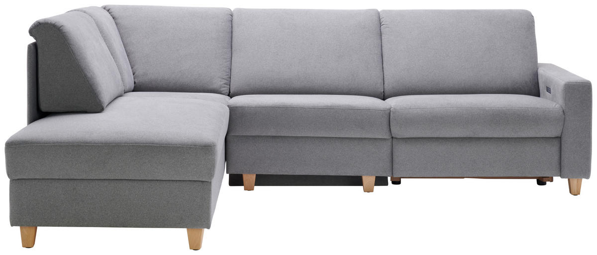 ECKSOFA  in Flachgewebe Grau  203/261 cm  - Eichefarben/Grau, KONVENTIONELL, Holz/Textil (203/261cm) - Sedda