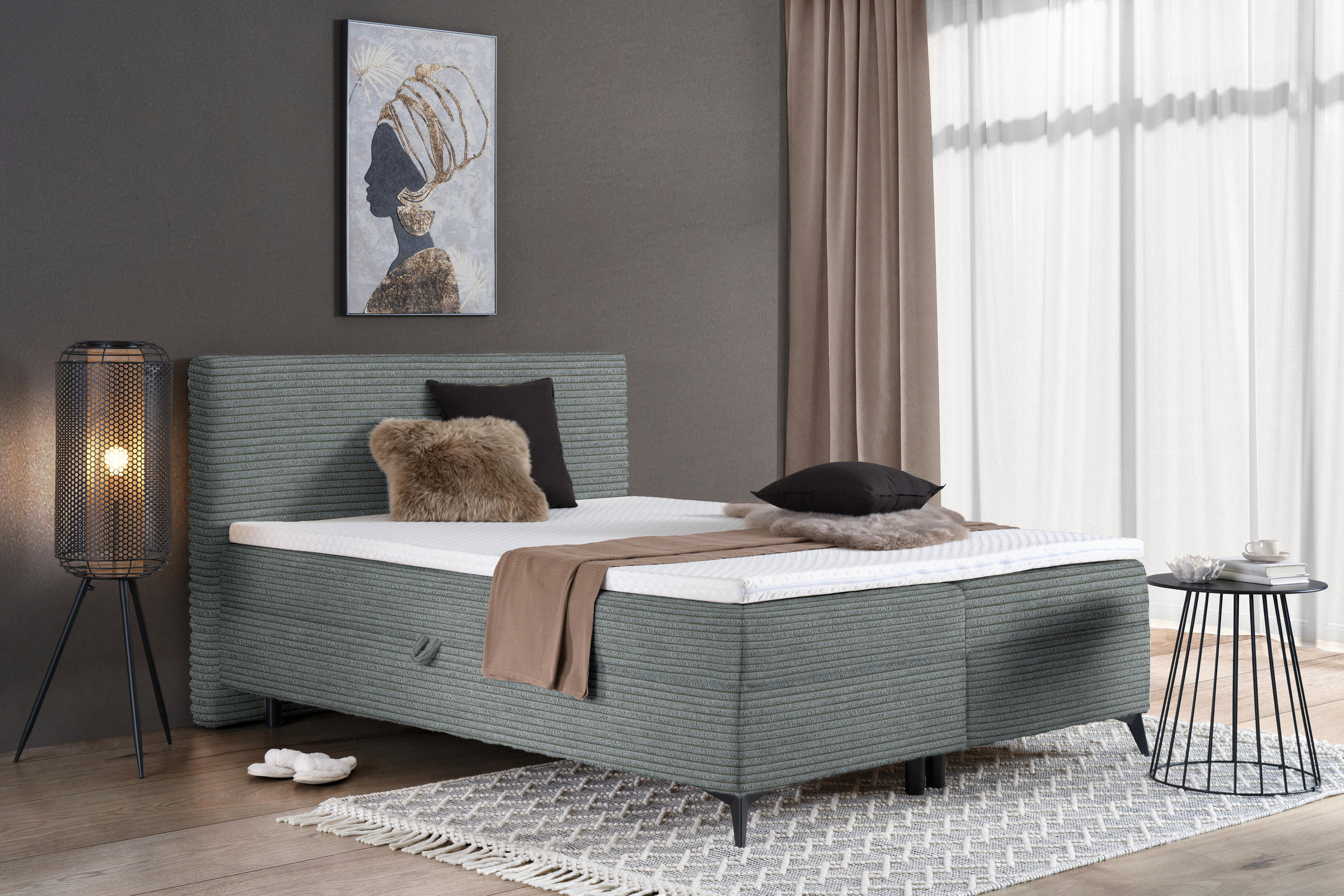 BOXBETT 180/200 cm  in Grau  - Schwarz/Grau, Design, Holz/Holzwerkstoff (180/200cm) - Xora