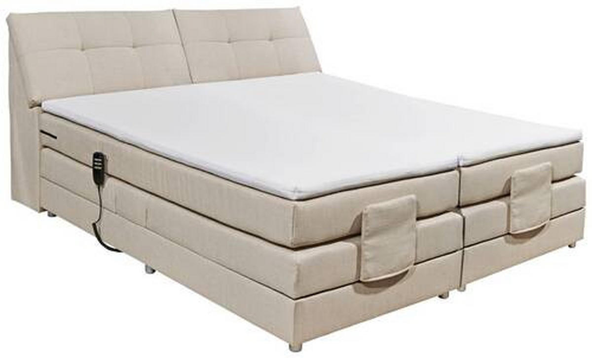 BOXSPRINGBETT 180/200 cm  in Creme  - Silberfarben/Creme, Design, Kunststoff/Textil (180/200cm) - Esposa