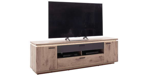 LOWBOARD Anthrazit, Eiche dunkel  210/65/50 cm  - Eiche dunkel/Anthrazit, KONVENTIONELL, Holzwerkstoff/Metall (210/65/50cm) - Cantus