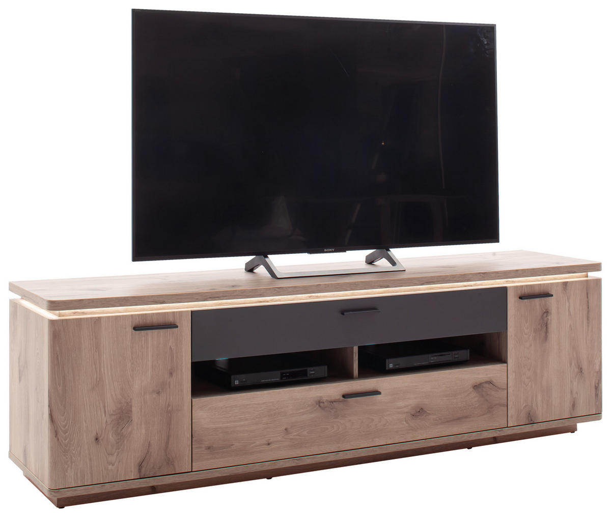 LOWBOARD Anthrazit, Eiche dunkel  210/65/50 cm  - Eiche dunkel/Anthrazit, KONVENTIONELL, Holzwerkstoff/Metall (210/65/50cm) - Cantus