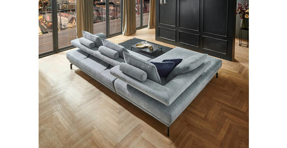 ECKSOFA in Chenille Hellblau 224/305 cm - Schwarz/Hellblau, Design, Textil/Metall (224/305cm) - Dieter Knoll