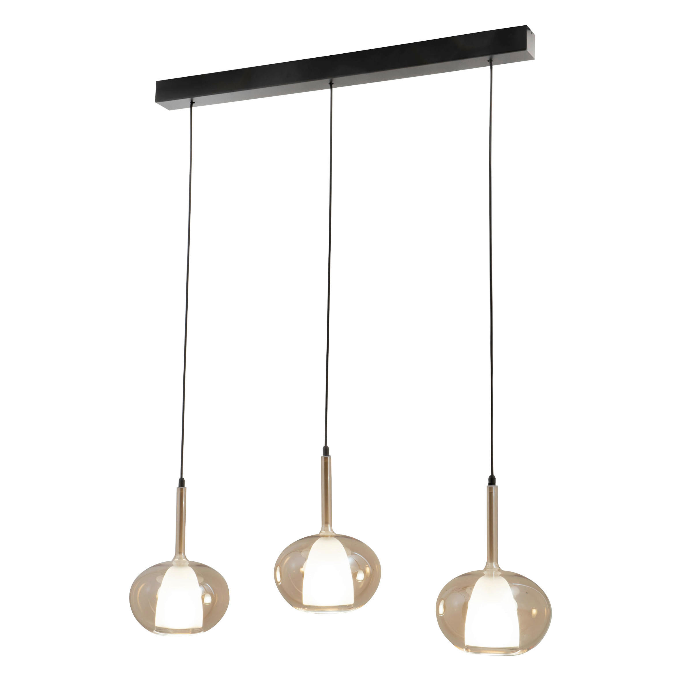 PENDELLEUCHTE Edolo 87/22/200 cm   - Goldbraun/Schwarz, Design, Glas/Metall (87/22/200cm) - Fabas Luce