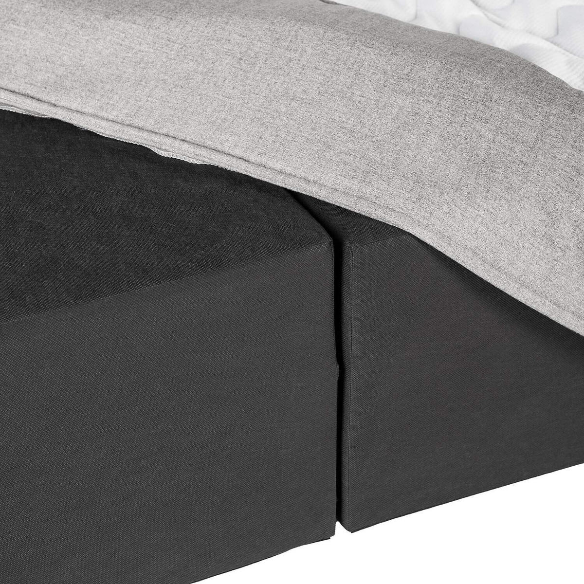 BOXSPRINGBETT 160/220 cm  in Hellgrau  - Hellgrau/Schwarz, Design, Kunststoff/Textil (160/220cm) - home24