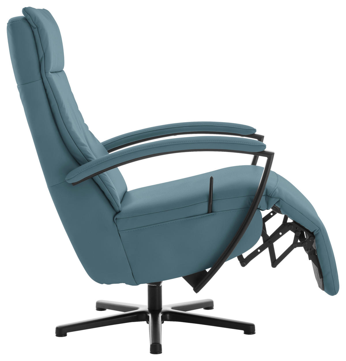 RELAXSESSEL in Leder Blau  - Blau/Schwarz, Design, Leder/Metall (76/112/83cm) - Beldomo Speed
