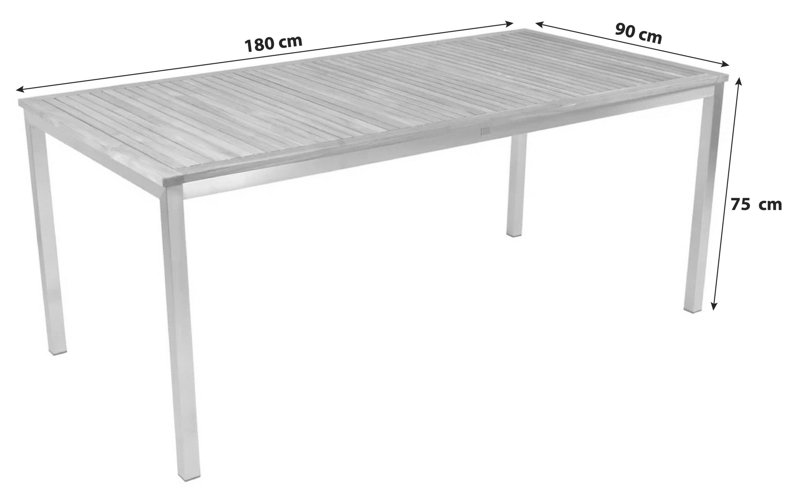 GARTENTISCH 180/90/75 cm Holz, Metall rechteckig  - Silberfarben/Teakfarben, MODERN, Holz/Metall (180/90/75cm) - Gardenson