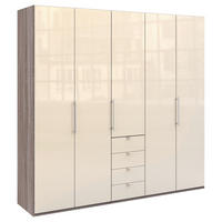 FALTTÜRENSCHRANK 250/236/58 cm 3-türig Trüffeleichefarben, Magnolie  - Chromfarben/Magnolie, KONVENTIONELL, Glas/Holzwerkstoff (250/236/58cm) - Venda