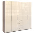 FALTTÜRENSCHRANK  in Trüffeleichefarben, Magnolie  - Chromfarben/Magnolie, KONVENTIONELL, Glas/Holzwerkstoff (250/236/58cm) - Venda