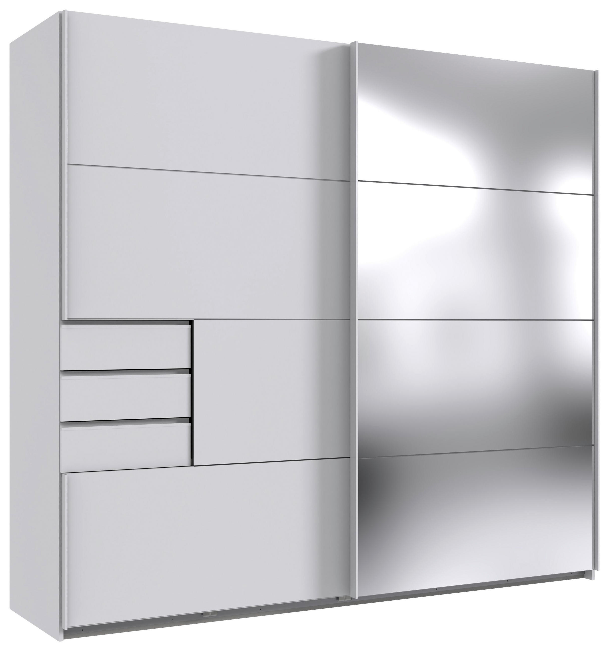 GARDEROB MED SKJUTDÖRRAR 225/208/64 cm 2-dörrar - vit/silver, Klassisk, metall/trämaterial (225/208/64cm) - Carryhome