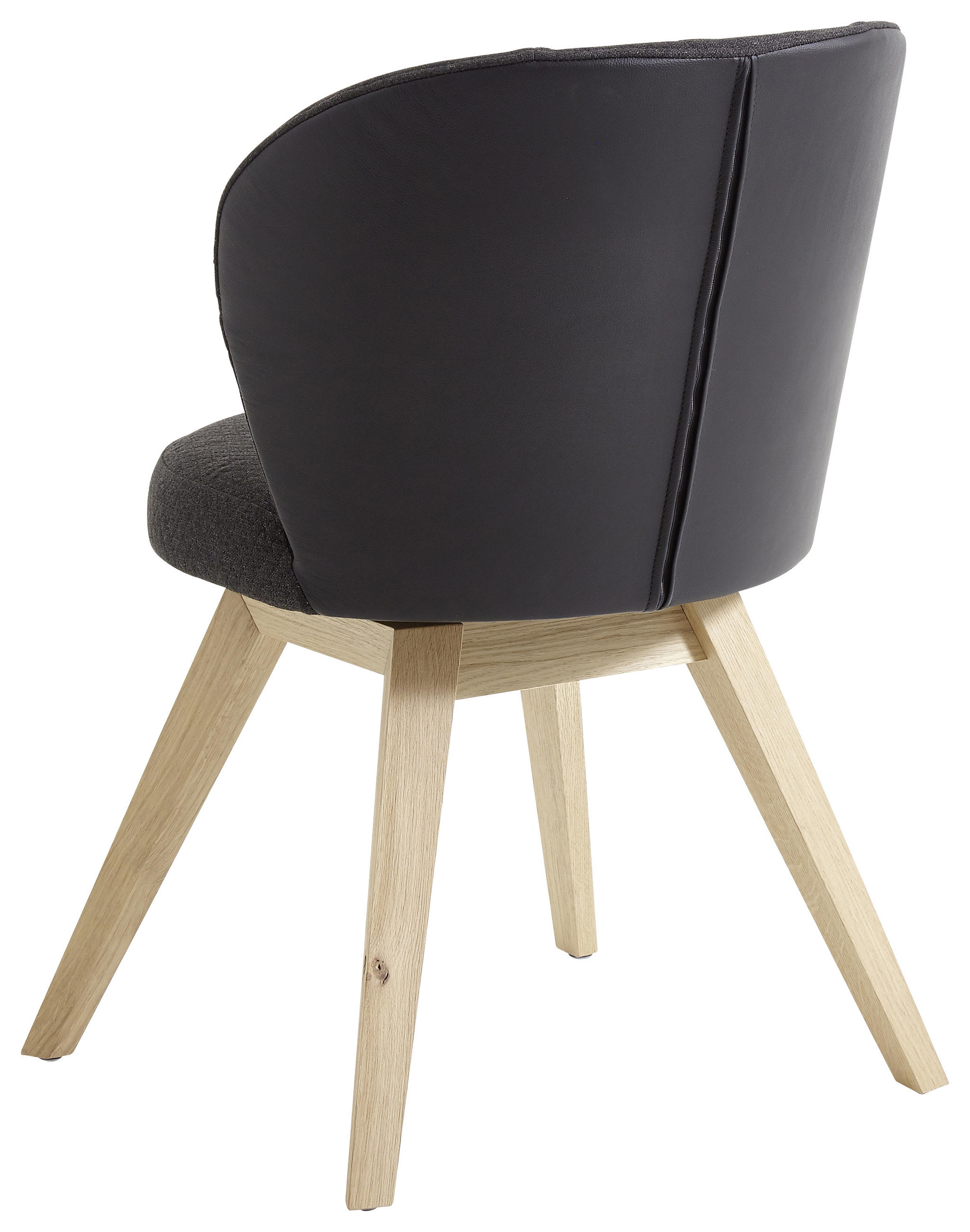 STUHL in Webstoff pigmentiert - Eichefarben/Anthrazit, Design, Leder/Holz (55/84/57cm) - Valnatura