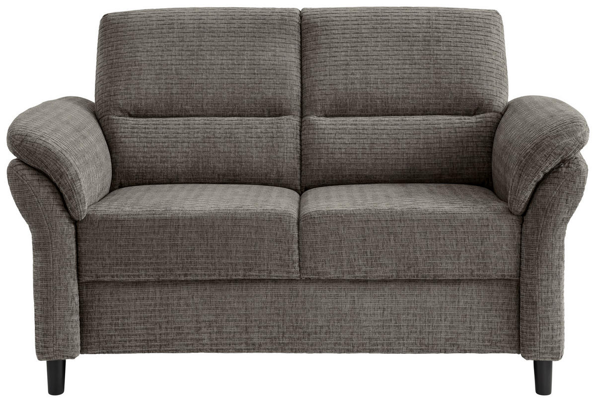 2-SITZER-SOFA Mikrofaser Graubraun  - Graubraun/Schwarz, Modern, Holz/Textil (147/90/89cm) - Livetastic