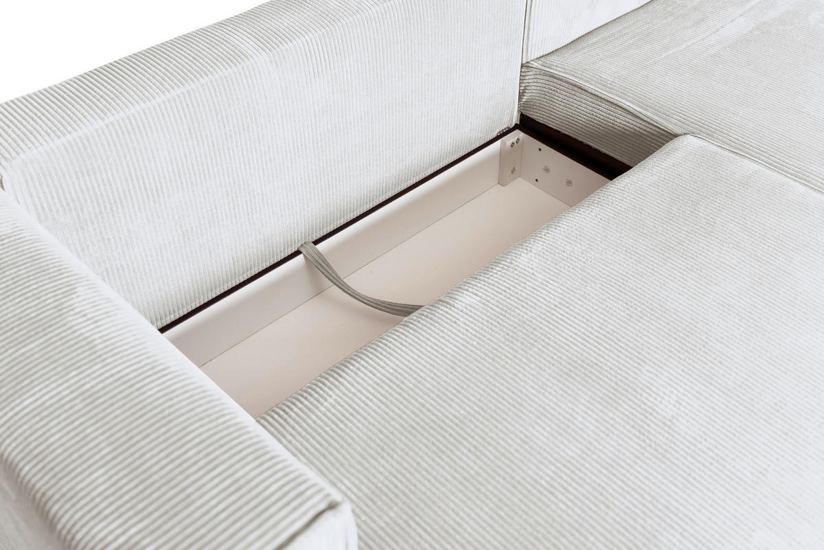 ECKSOFA  in Cord Perlmutt  - Perlmutt/Braun, KONVENTIONELL, Holz/Textil (293/160cm) - Carryhome