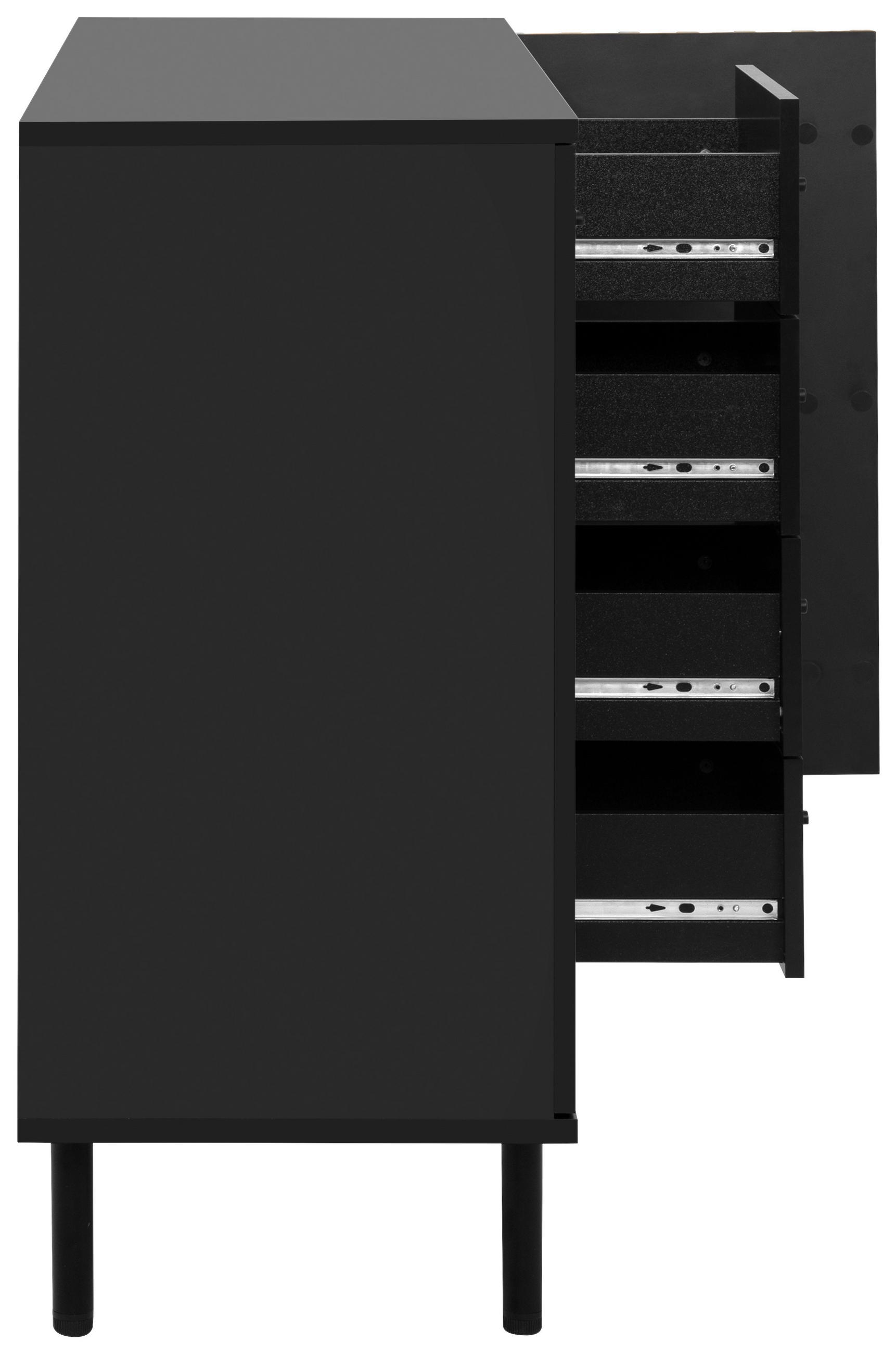 Thumbnail - Livetastic Kommode, Schwarz, Eiche Artisan, Metall, 1 Fächer, 4 Schublade(n) Schubladen, 118x90x40 cm, Wohnzimmer, Kommo...