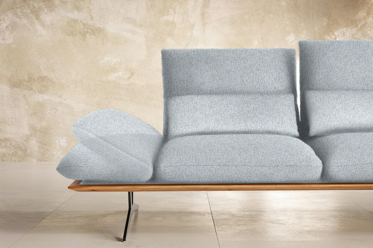 ECKSOFA in Flachgewebe Hellgrau  314/159 cm  - Hellgrau/Schwarz, Design, Holz/Textil (314/159cm) - Dieter Knoll