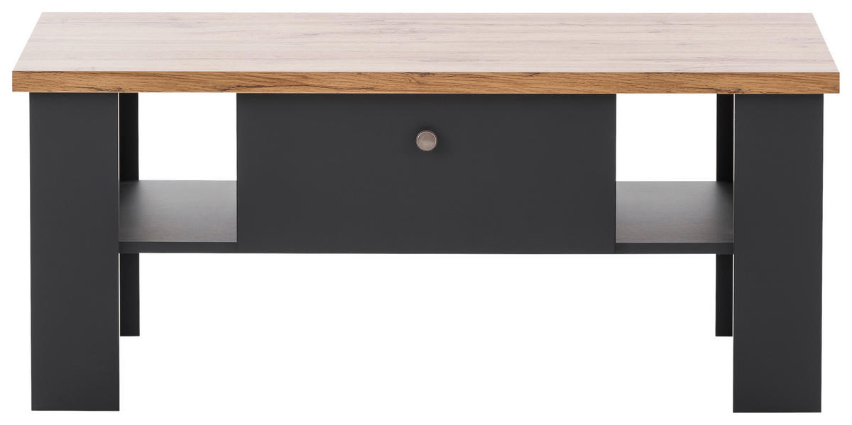 COUCHTISCH rechteckig Anthrazit, Eiche Wotan  - Anthrazit/Silberfarben, Design, Holzwerkstoff/Metall (110/45/70cm) - MID.YOU