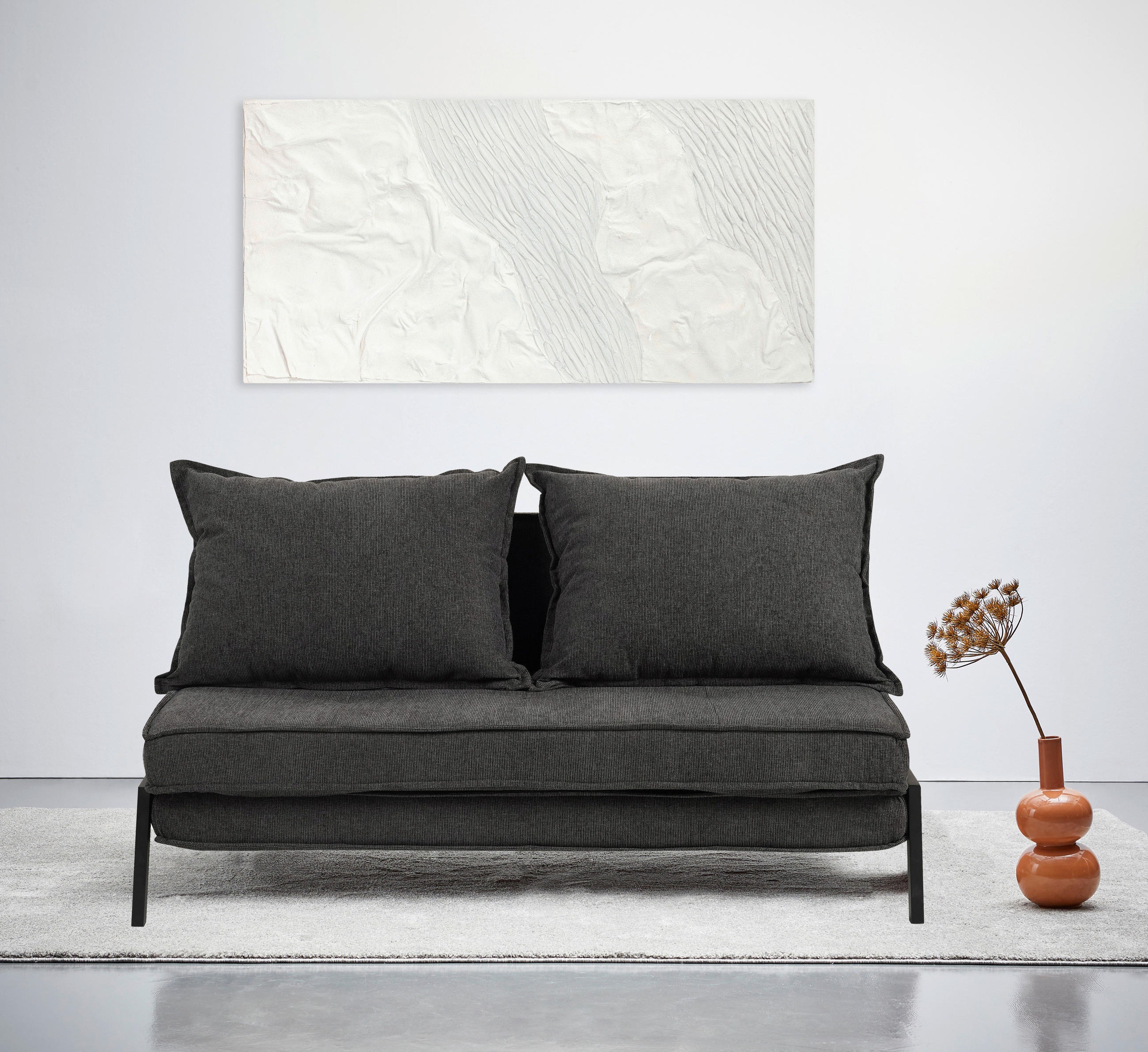 SCHLAFSOFA Webstoff Dunkelgrau  - Dunkelgrau/Schwarz, Design, Textil/Metall (151/70/86/97cm) - Livetastic