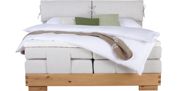 BOXSPRINGBETT 180/200 cm in Beige, Eichefarben - Eichefarben/Beige, Natur, Holz/Textil (180/200cm) - Valnatura