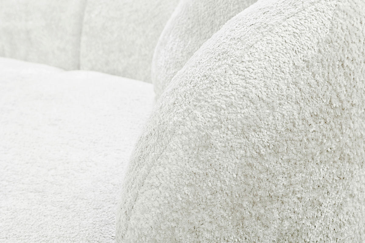 ECKSOFA in Bouclé Weiss  - Weiss/Schwarz, Design, Kunststoff/Textil (264/143cm) - MID.YOU