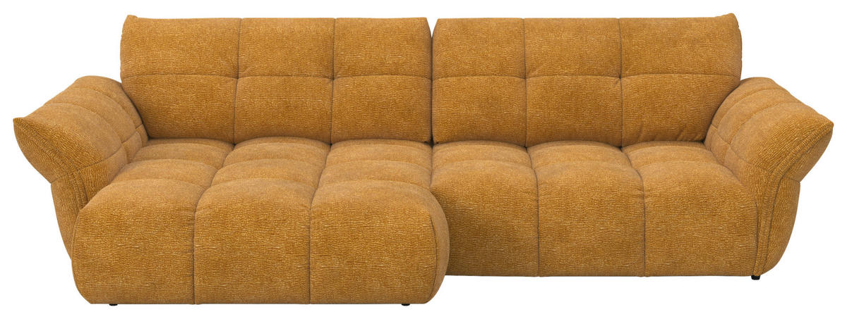 ROHOVÁ SEDAČKA, textil, tmavě žlutá - černá/tmavě žlutá, Design, textil/plast (177/312cm) - Welnova