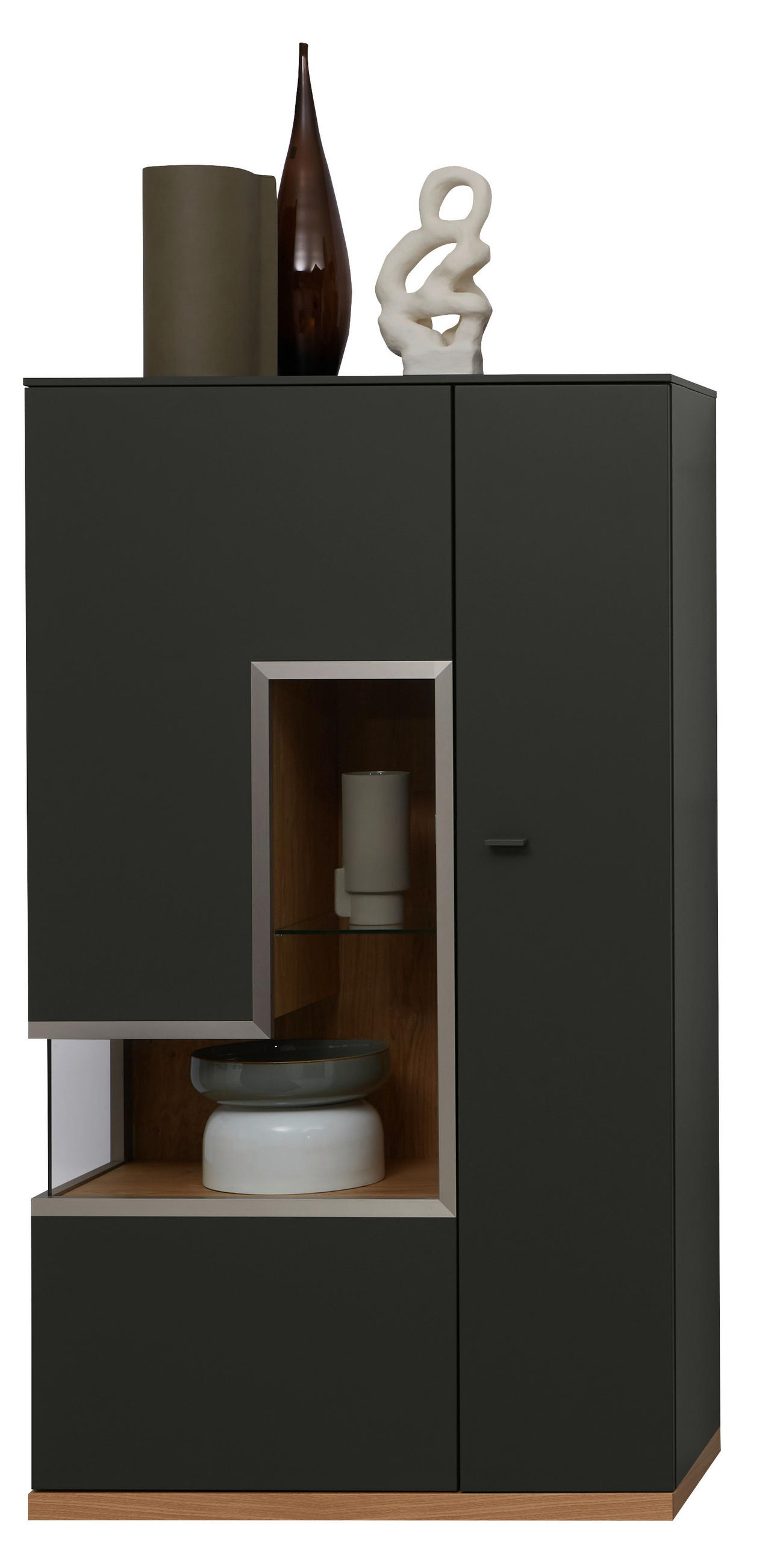 HIGHBOARD Eichefarben, Schieferfarben  90,3/160,7/42,4 cm  - Schieferfarben/Eichefarben, Design, Glas/Holz (90,3/160,7/42,4cm) - Dieter Knoll