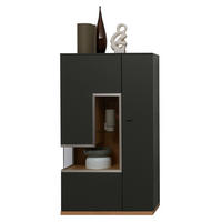 HIGHBOARD  90,3/160,7/42,4 cm  - Schieferfarben/Eichefarben, Design, Glas/Holz (90,3/160,7/42,4cm) - Dieter Knoll