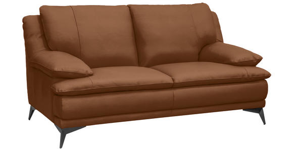 2-SITZER-SOFA Cognac Echtleder  - Cognac/Schwarz, Design, Leder/Metall (178/92/98cm) - Novel