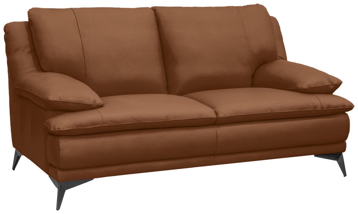 2-SITZER-SOFA Cognac Echtleder  - Cognac/Schwarz, Design, Leder/Metall (178/92/98cm) - Novel