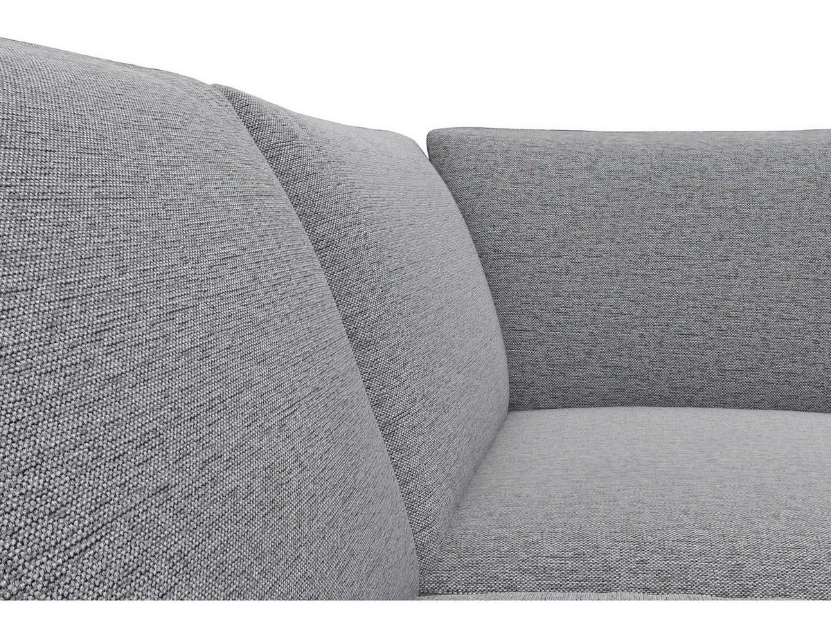 ECKSOFA Hellgrau Chenille, Webstoff, Flachgewebe  - Hellgrau/Schwarz, Design, Textil/Metall (247/225cm) - Livetastic