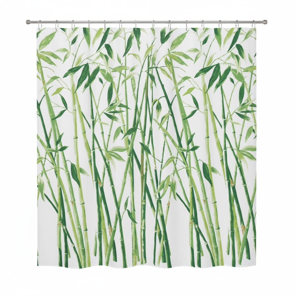 DUSCHVORHANG BAMBUS 180/180 cm  - Grün, Basics, Textil (180/180cm) - Spirella