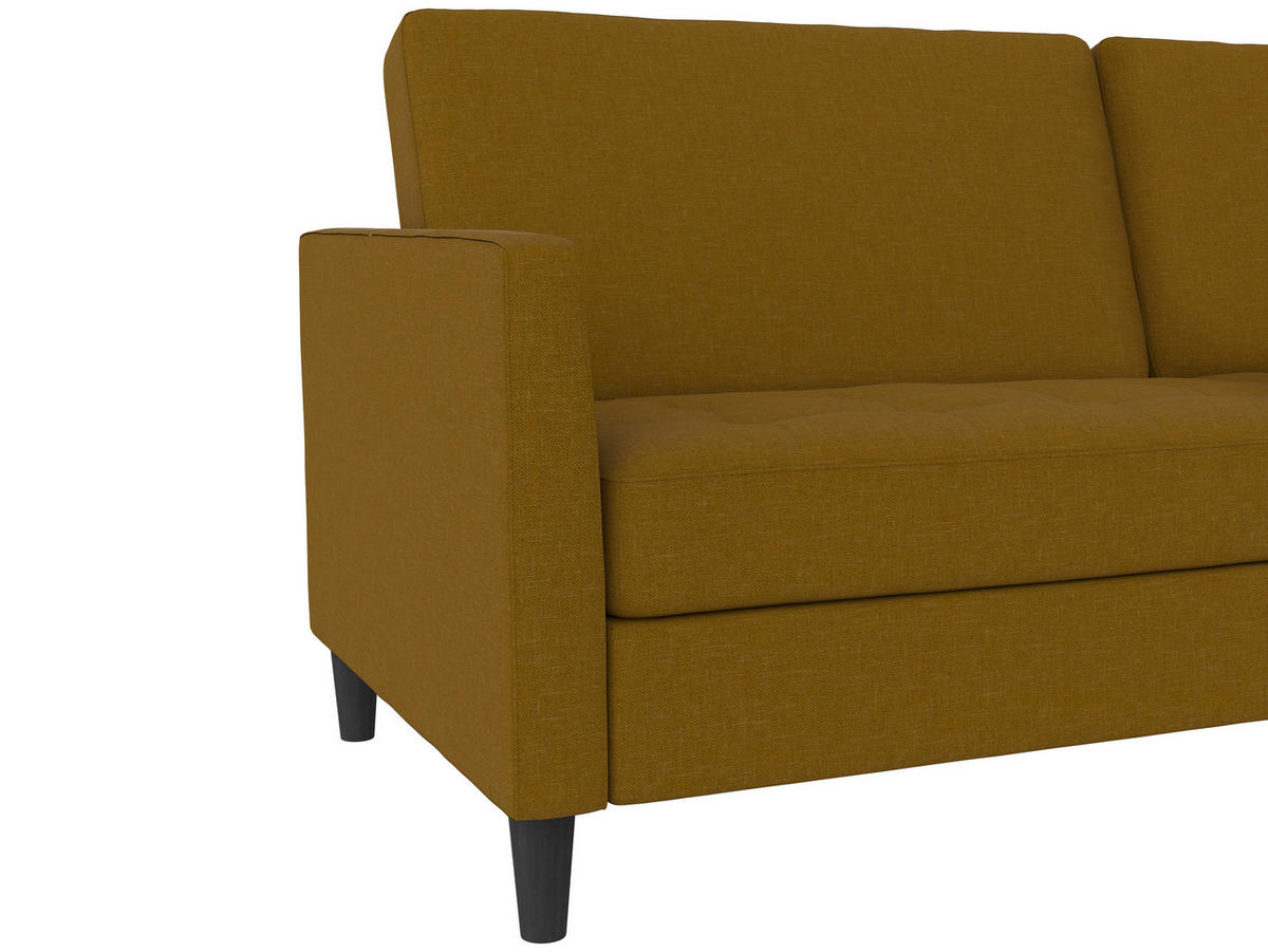 SCHLAFSOFA Webstoff, Leinenoptik Currygelb  - Currygelb/Schwarz, Basics, Kunststoff/Textil (207/86/86cm) - Livetastic