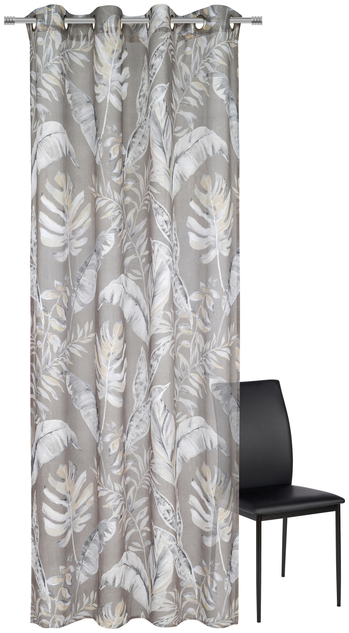 ZÁVĚS S OČKY, poloprůhledné, 140/245 cm - šedohnědá, Design, textil (140/245cm) - Esposa