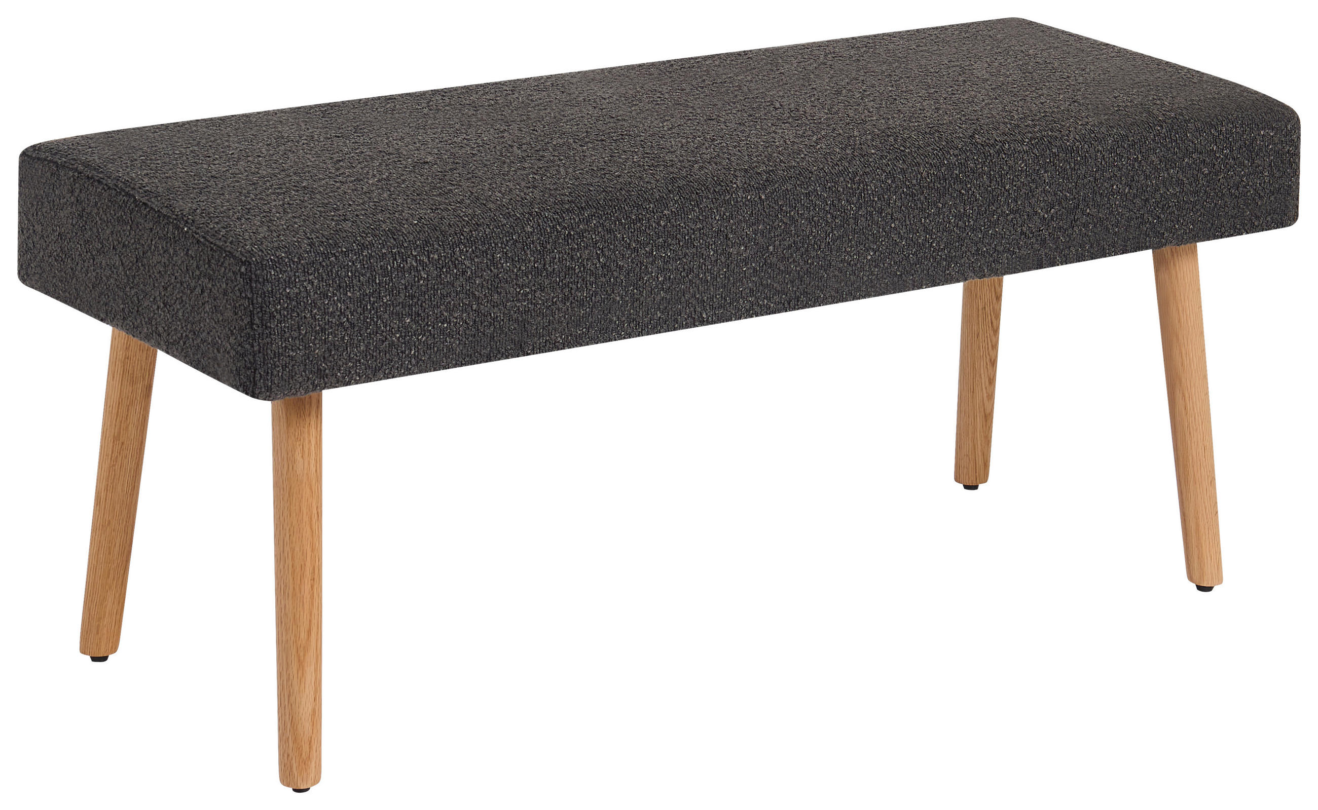 SITZBANK 98/42/40 cm Fleece Schwarz, Eichefarben Eiche massiv  - Eichefarben/Schwarz, KONVENTIONELL, Holz/Textil (98/42/40cm) - VanDerken