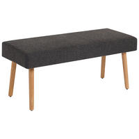 SITZBANK 98/42/40 cm Fleece Schwarz, Eichefarben Eiche massiv  - Eichefarben/Schwarz, KONVENTIONELL, Holz/Textil (98/42/40cm) - VanDerken