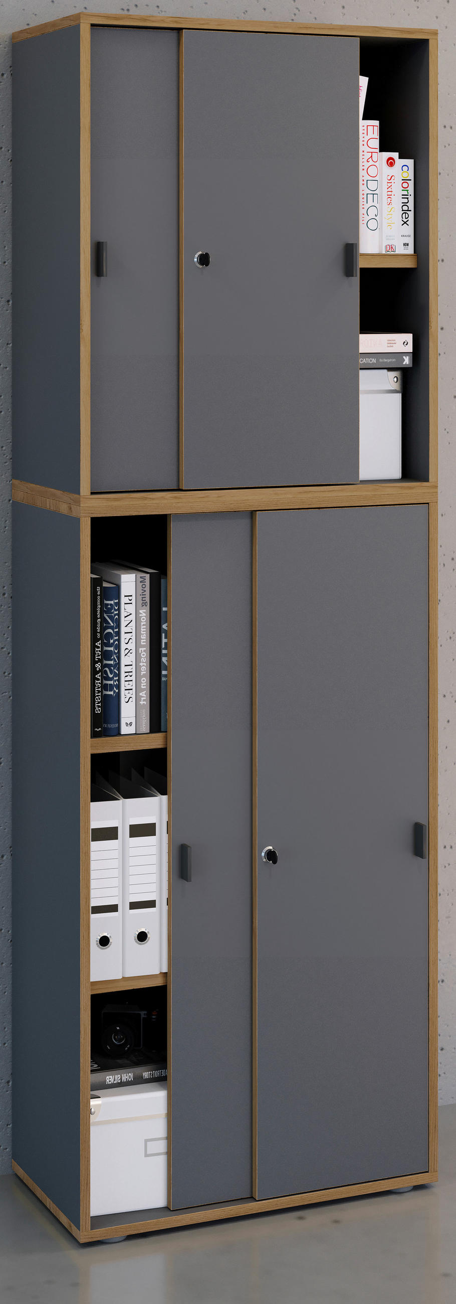 AKTENSCHRANK 60/183/37 cm - Honigeiche/Anthrazit, Design, Holzwerkstoff (60/183/37cm) - MID.YOU