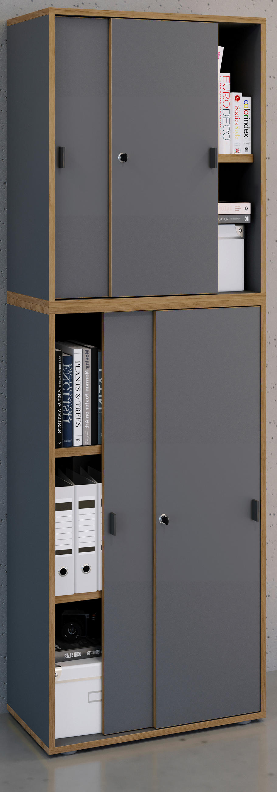 AKTENSCHRANK 60/183/37 cm  - Honigeiche/Anthrazit, Design, Holzwerkstoff (60/183/37cm) - MID.YOU
