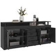 SIDEBOARD 195/88/38 cm  - Anthrazit/Schwarz, Basics, Holzwerkstoff/Kunststoff (195/88/38cm) - Xora