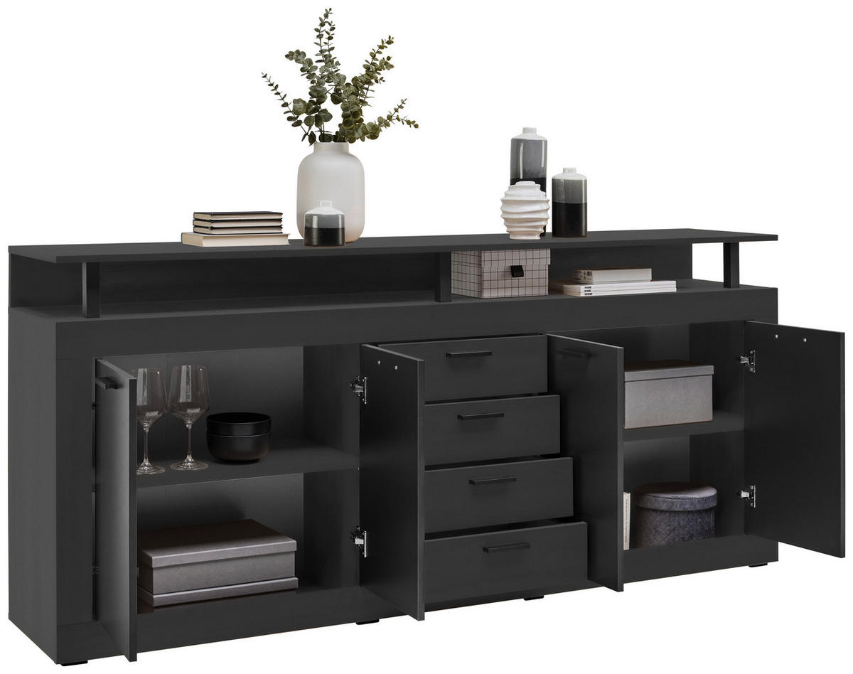 SIDEBOARD  in 195/88/38 cm  - Anthrazit/Schwarz, Basics, Holzwerkstoff/Kunststoff (195/88/38cm) - Xora