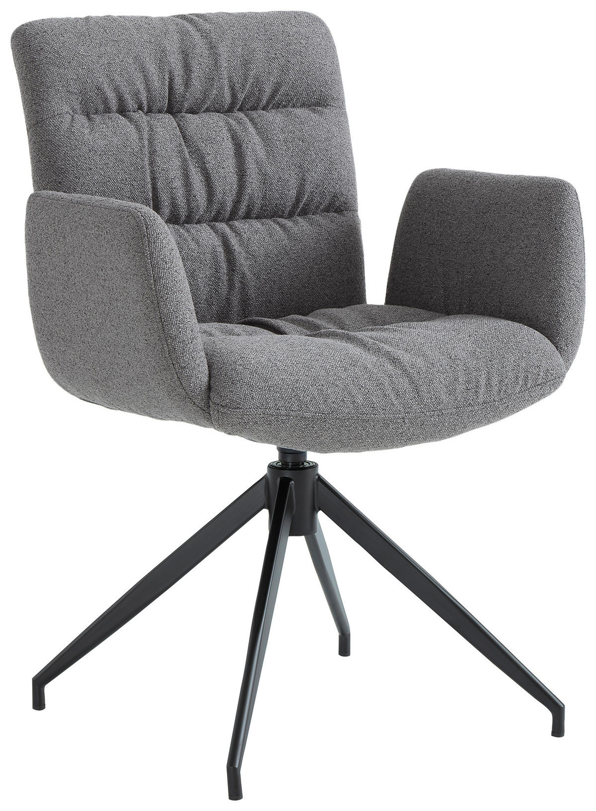 ARMLEHNSTUHL  Sitzfläche 360° drehbar Leinenoptik  Schwarz, Cappuccino  - Schwarz/Cappuccino, Design, Textil/Metall (62/86/65cm) - Dieter Knoll