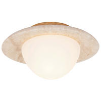 DECKENLEUCHTE  25/10 cm    - Beige/Weiß, Design, Glas/Stein (25/10cm) - Collet's Monde