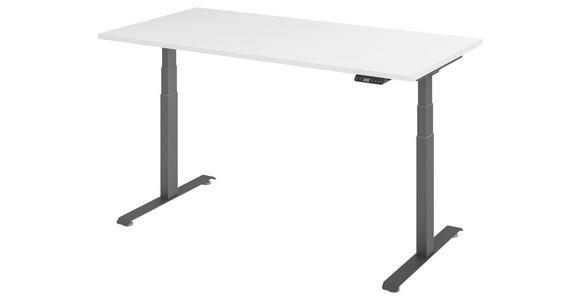 SCHREIBTISCH 160/80/64,5-129,5 cm Graphitfarben, Weiß höhenverstellbar  - Graphitfarben/Weiß, KONVENTIONELL, Holzwerkstoff/Metall (160/80/64,5-129,5cm) - Venda