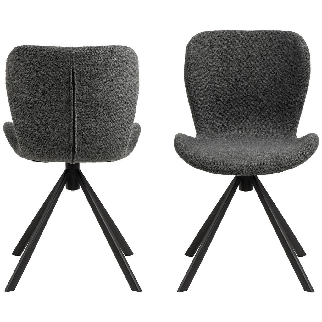 Thumbnail - Stuhl Batilda, Anthrazit, Textil, konisch, Flachrohr, 46.5x81x53 cm, Sitzfläche 360° drehbar, Esszimmer, Stühle, Esszimm...