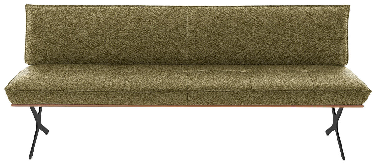 SITZBANK in Holz, Textil Grün, Schwarz, Nussbaumfarben  - Nussbaumfarben/Schwarz, Design, Holz/Textil (214/88/66cm) - Koinor