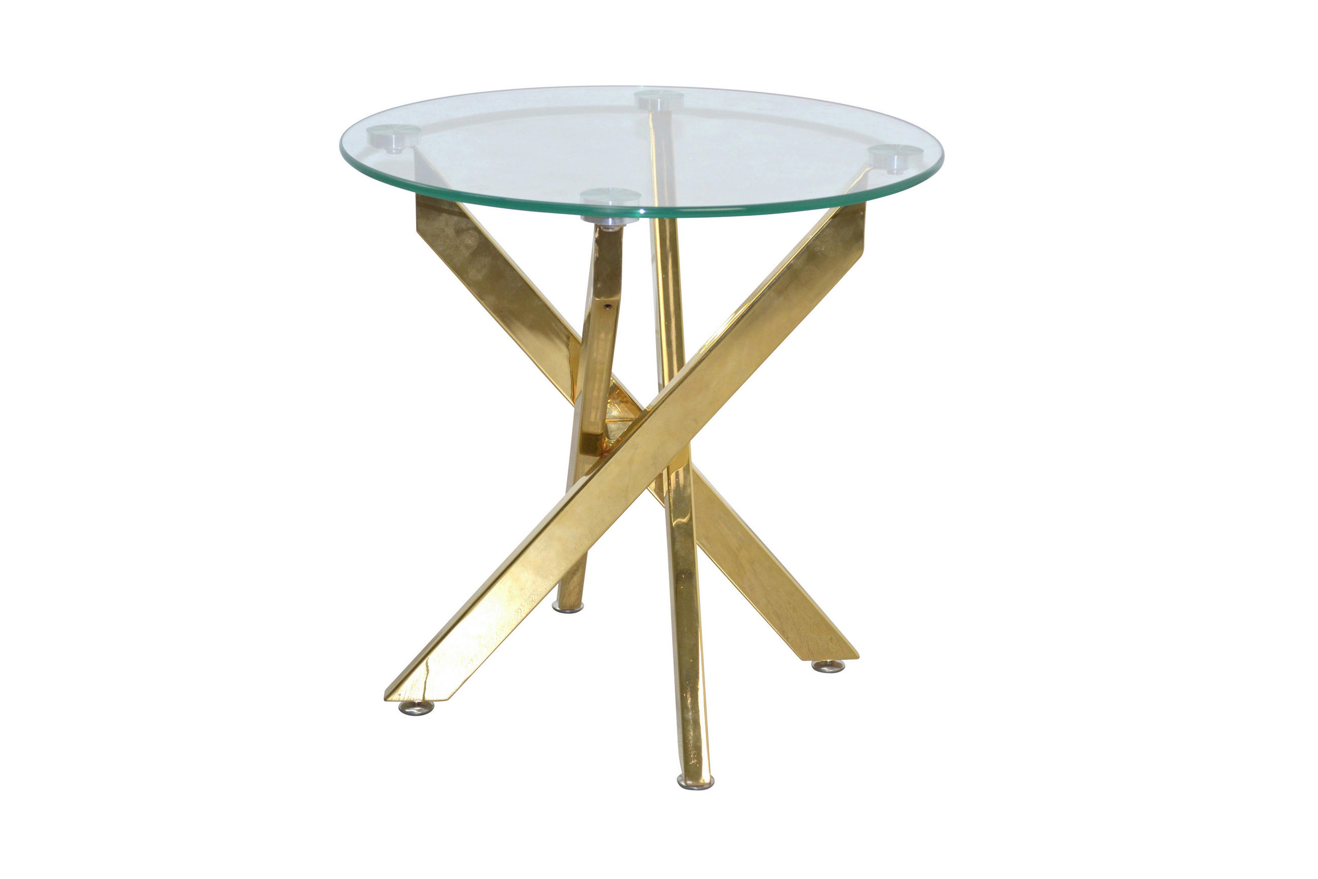 BEISTELLTISCH 45/45/45 cm Messingfarben rund  - Messingfarben, Design, Glas/Metall (45/45/45cm) - MID.YOU