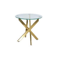 BEISTELLTISCH 45/45/45 cm Messingfarben rund  - Messingfarben, Design, Glas/Metall (45/45/45cm) - MID.YOU