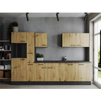 MODULKÖK UTAN VITVAROR 310 cm   i ek Artisan  - svart/grå, Design, metall/trämaterial (310cm) - Respekta