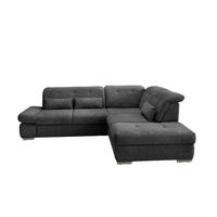 ECKSOFA in Chenille Anthrazit  - Chromfarben/Anthrazit, Design, Textil/Metall (280/254cm) - Livetastic