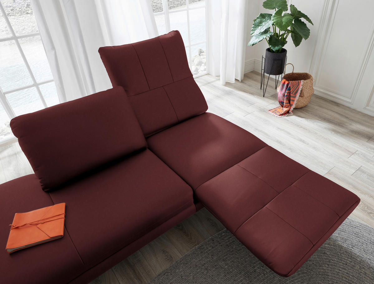 RÉCAMIERE in Echtleder Rot  - Chromfarben/Rot, Design, Leder/Metall (209/85-109/95-16cm) - Dieter Knoll